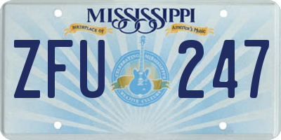 MS license plate ZFU247