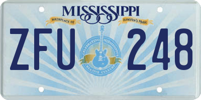 MS license plate ZFU248