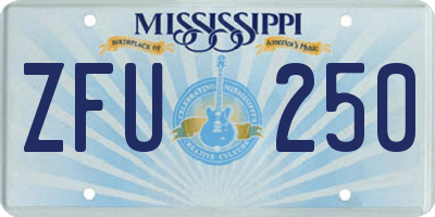 MS license plate ZFU250