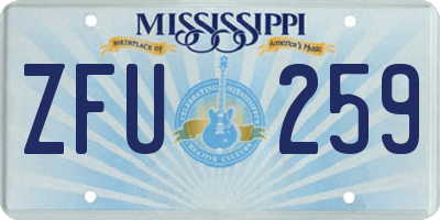 MS license plate ZFU259