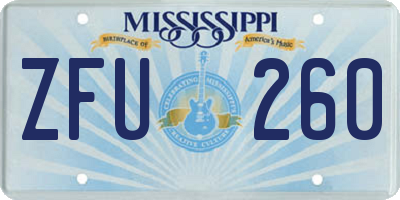 MS license plate ZFU260