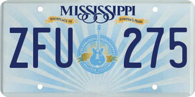 MS license plate ZFU275