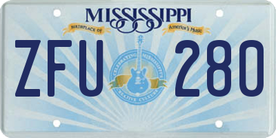MS license plate ZFU280