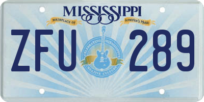 MS license plate ZFU289