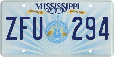 MS license plate ZFU294