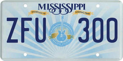 MS license plate ZFU300