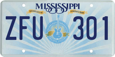 MS license plate ZFU301