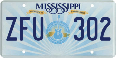 MS license plate ZFU302