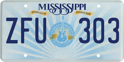 MS license plate ZFU303