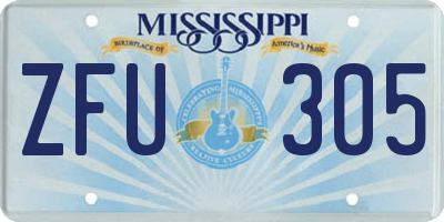 MS license plate ZFU305