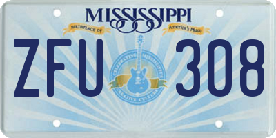 MS license plate ZFU308