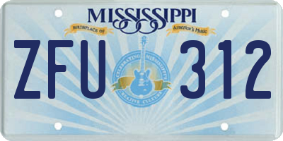 MS license plate ZFU312