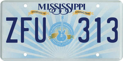 MS license plate ZFU313