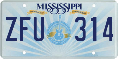MS license plate ZFU314