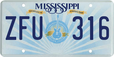 MS license plate ZFU316