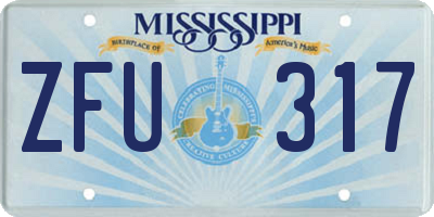 MS license plate ZFU317