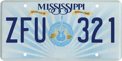 MS license plate ZFU321
