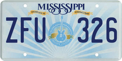 MS license plate ZFU326