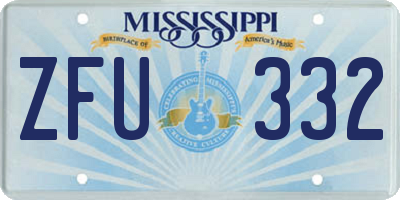 MS license plate ZFU332