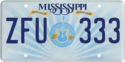 MS license plate ZFU333
