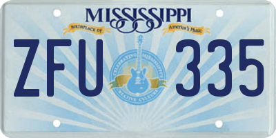MS license plate ZFU335
