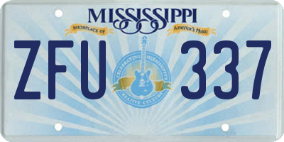 MS license plate ZFU337