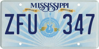 MS license plate ZFU347