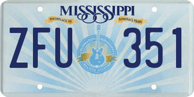 MS license plate ZFU351