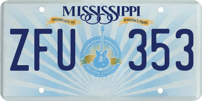 MS license plate ZFU353