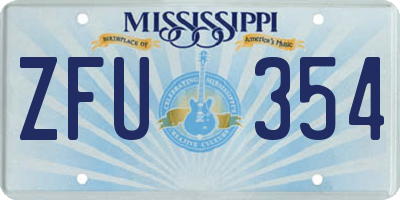 MS license plate ZFU354