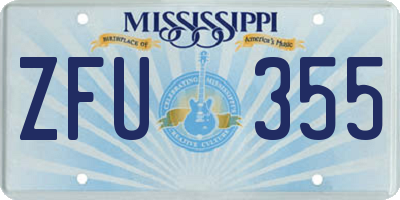 MS license plate ZFU355