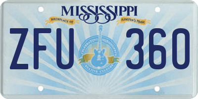 MS license plate ZFU360
