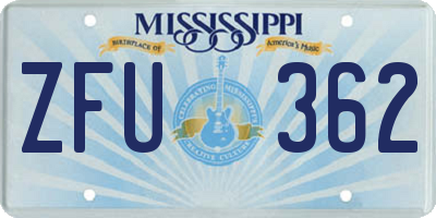 MS license plate ZFU362
