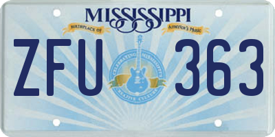MS license plate ZFU363