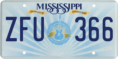 MS license plate ZFU366