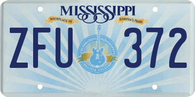 MS license plate ZFU372