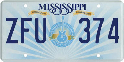 MS license plate ZFU374