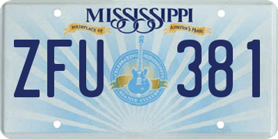 MS license plate ZFU381