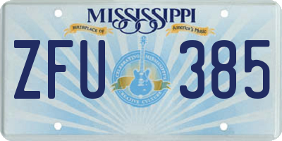 MS license plate ZFU385