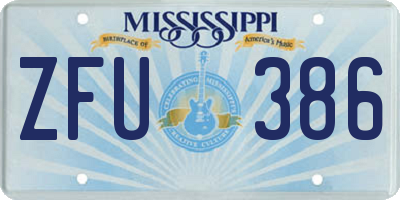 MS license plate ZFU386