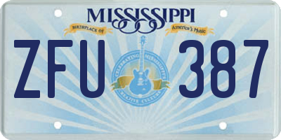 MS license plate ZFU387