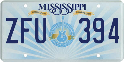 MS license plate ZFU394
