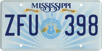 MS license plate ZFU398