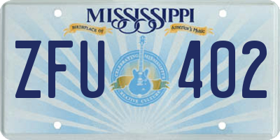 MS license plate ZFU402