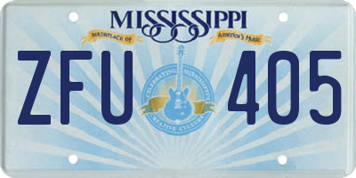 MS license plate ZFU405