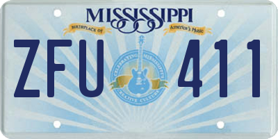 MS license plate ZFU411