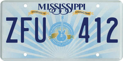 MS license plate ZFU412