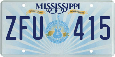 MS license plate ZFU415