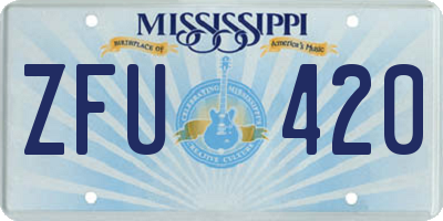 MS license plate ZFU420