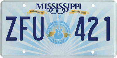 MS license plate ZFU421